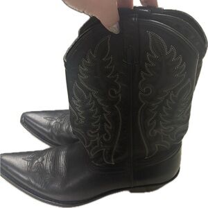 Laredo Embroidered Western Cowboy Boots Black Leather Women’s Size 10